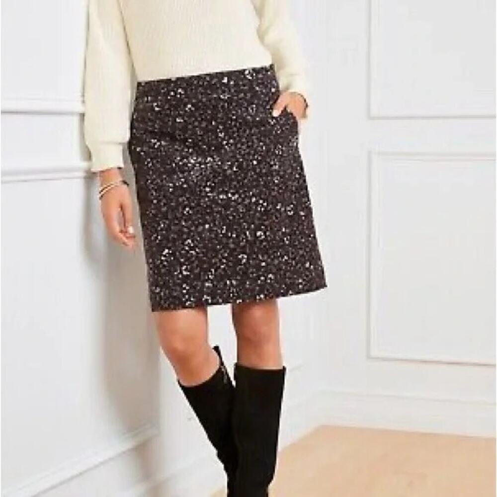 Talbots Skirt 4 Animal Print Corduroy Black Gray